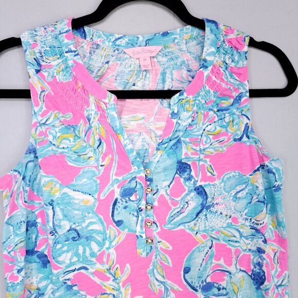 Lilly Pulitzer Tank Top Womens XS Essie Lobsters Beach Colorful Summer Blouse - Picture 3 of 12